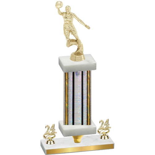 Premium Single Silver Glacier Year Basketball Trophy