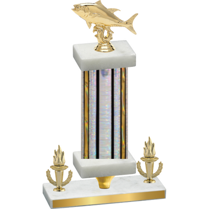 Premium Single Silver Glacier Victory Fishing Trophy