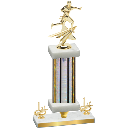 Premium Single Silver Glacier First Place Flag Football Trophy