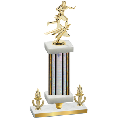 Premium Single Silver Glacier Victory Flag Football Trophy