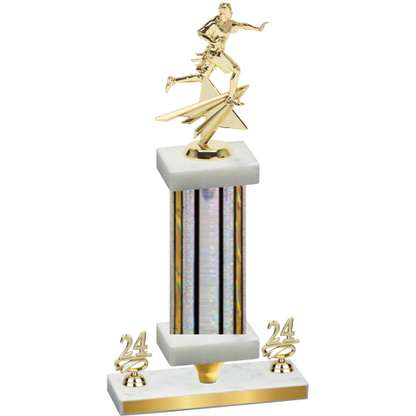 Premium Single Silver Glacier Year Flag Football Trophy