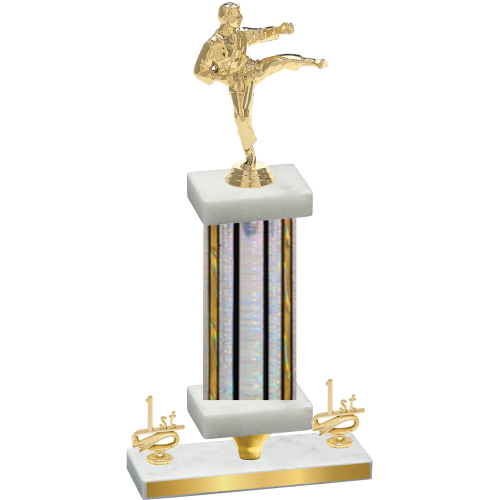 Premium Single Silver Glacier First Place Karate Trophy