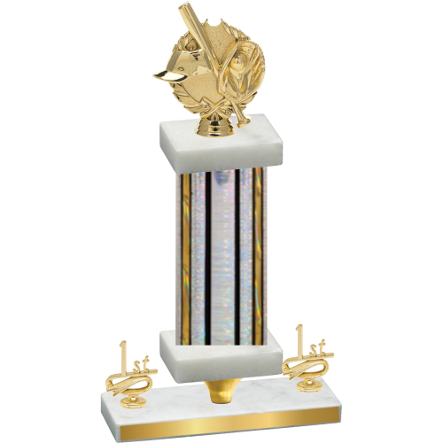 Premium Single Silver Glacier First Place Baseball Trophy