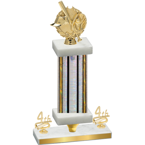 Premium Single Silver Glacier Fourth Place Baseball Trophy