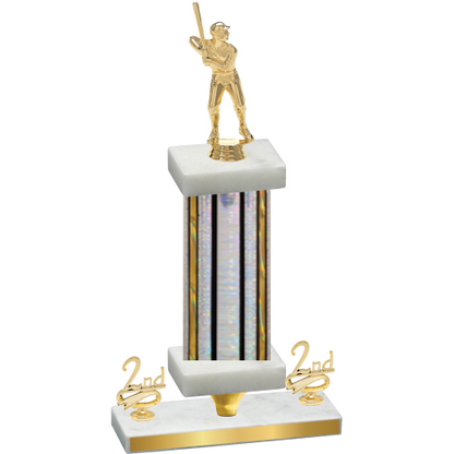 Premium Single Silver Glacier Second Place Baseball Trophy