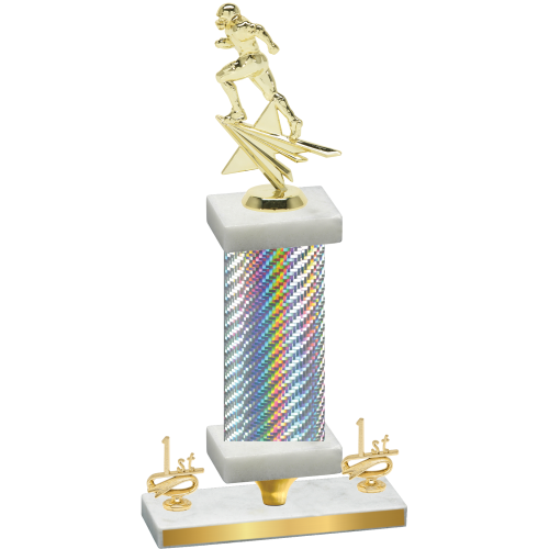 Premium Single Silver Carbon Fiber First Place Football Trophy