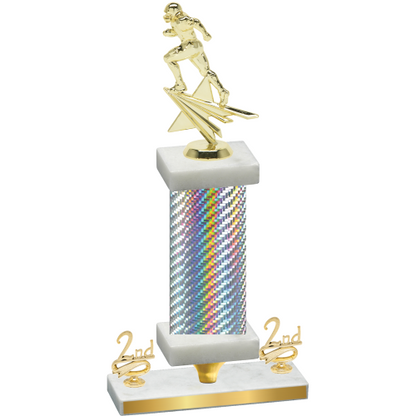 Premium Single Silver Carbon Fiber Second Place Football Trophy