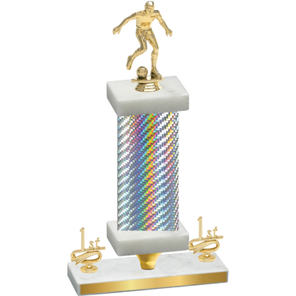 Premium Single Silver Carbon Fiber First Place Soccer Trophy