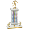 Premium Single Silver Carbon Fiber Year Soccer Trophy
