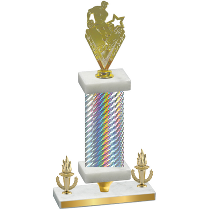 Premium Single Silver Carbon Fiber Victory Rugby Trophy