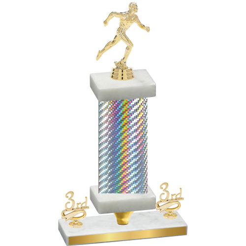 Premium Single Silver Carbon Fiber Third Place Running Trophy