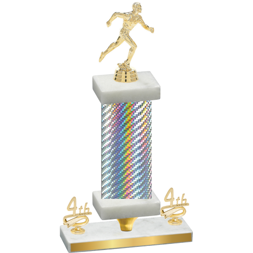 Premium Single Silver Carbon Fiber Fourth Place Running Trophy