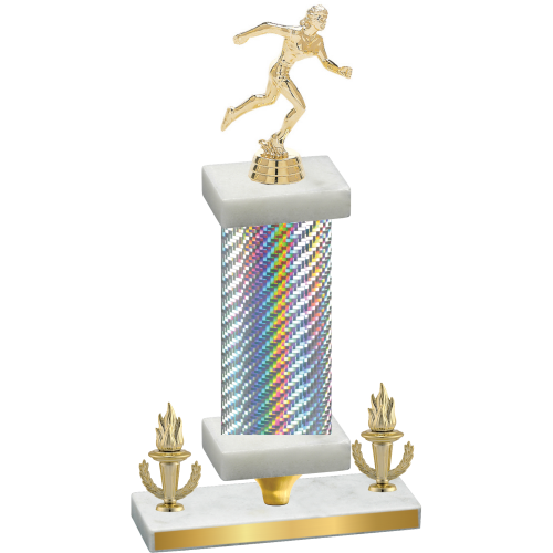 Premium Single Silver Carbon Fiber Victory Running Trophy