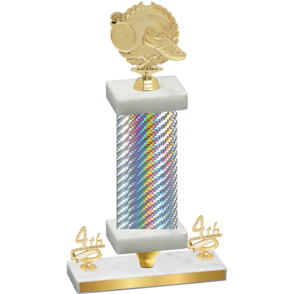 Premium Single Silver Carbon Fiber Fourth Place Running Trophy