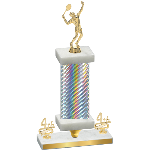 Premium Single Silver Carbon Fiber Fourth Place Tennis Trophy