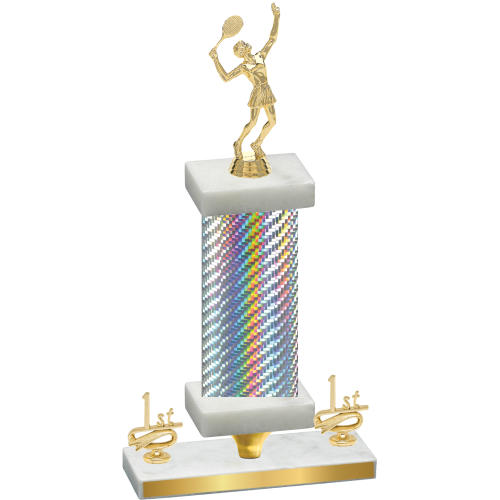 Premium Single Silver Carbon Fiber First Place Tennis Trophy