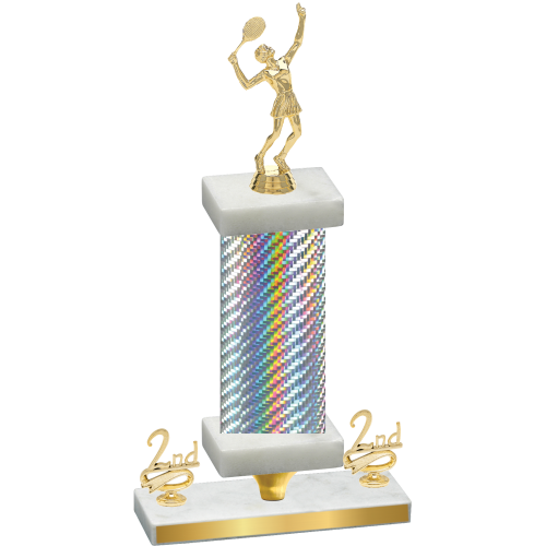 Premium Single Silver Carbon Fiber Second Place Tennis Trophy