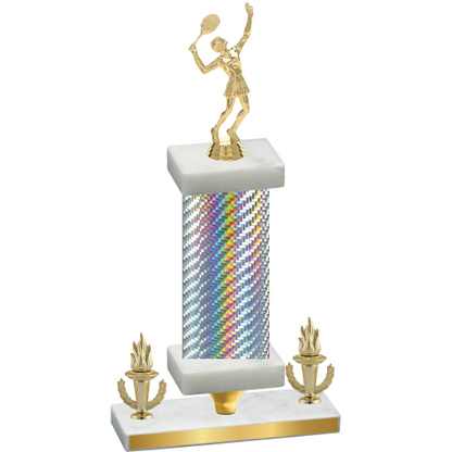 Premium Single Silver Carbon Fiber Victory Tennis Trophy