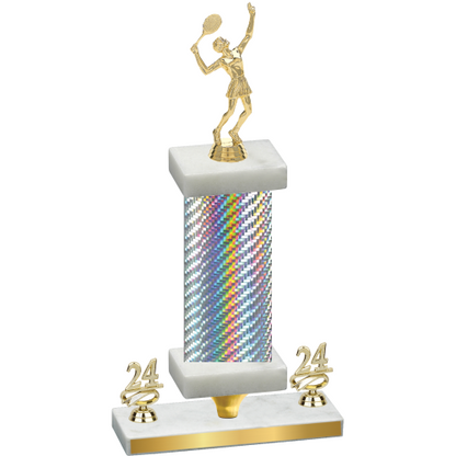 Premium Single Silver Carbon Fiber Year Tennis Trophy