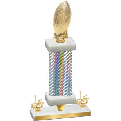 Premium Single Silver Carbon Fiber First Place Football Trophy