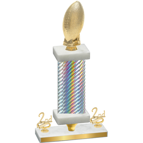 Premium Single Silver Carbon Fiber Second Place Football Trophy