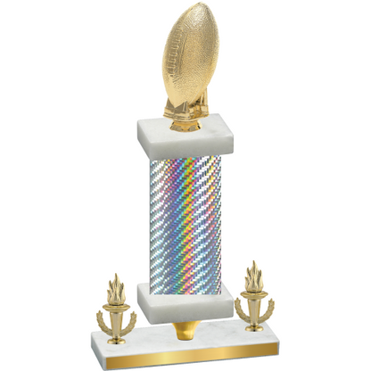 Premium Single Silver Carbon Fiber Victory Football Trophy