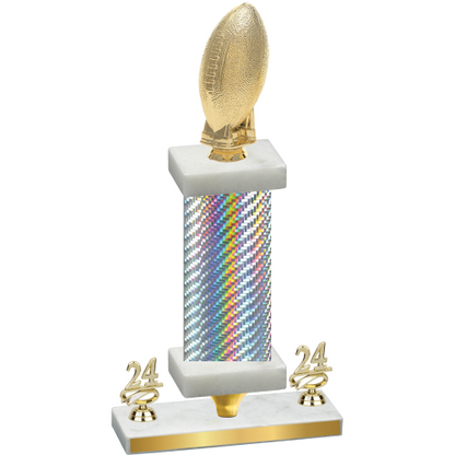 Premium Single Silver Carbon Fiber Year Football Trophy