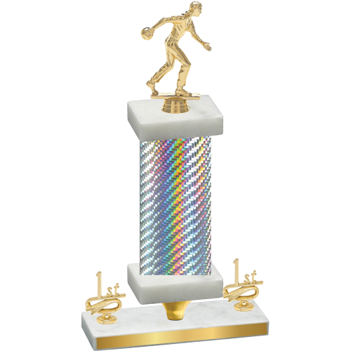 Premium Single Silver Carbon Fiber First Place Bowling Trophy