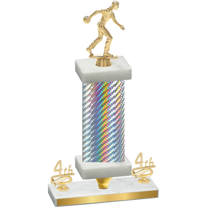 Premium Single Silver Carbon Fiber Fourth Place Bowling Trophy