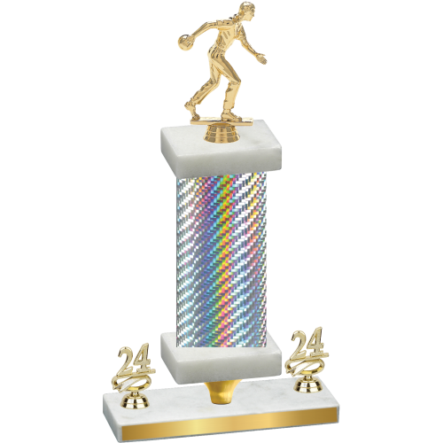 Premium Single Silver Carbon Fiber Year Bowling Trophy