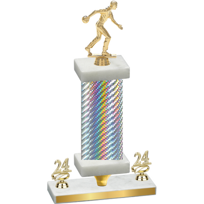 Premium Single Silver Carbon Fiber Year Bowling Trophy