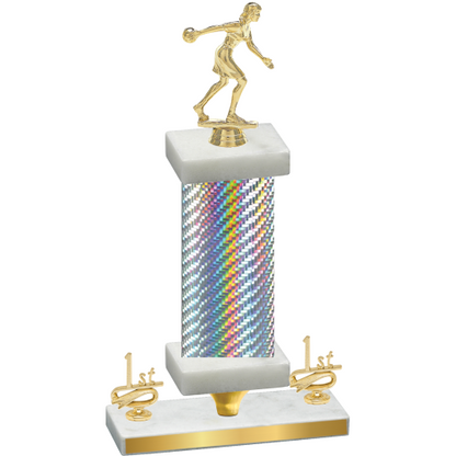 Premium Single Silver Carbon Fiber First Place Bowling Trophy