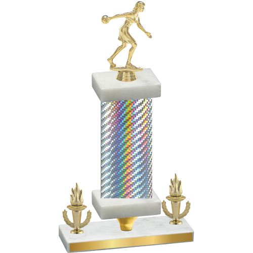 Premium Single Silver Carbon Fiber Victory Bowling Trophy