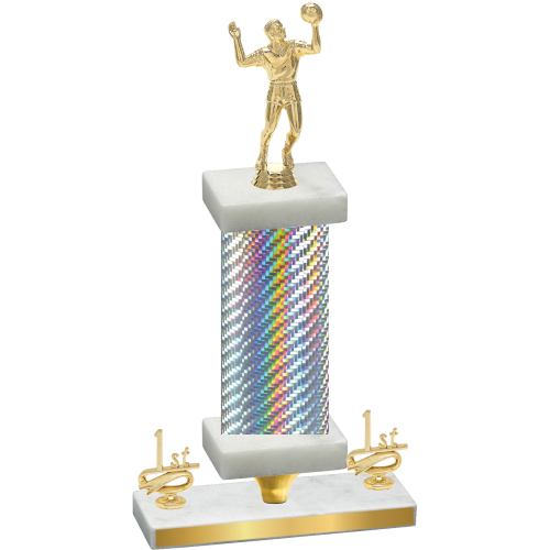 Premium Single Silver Carbon Fiber First Place Volleyball Trophy