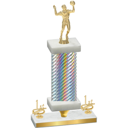 Premium Single Silver Carbon Fiber First Place Volleyball Trophy