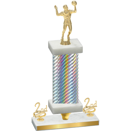 Premium Single Silver Carbon Fiber Second Place Volleyball Trophy