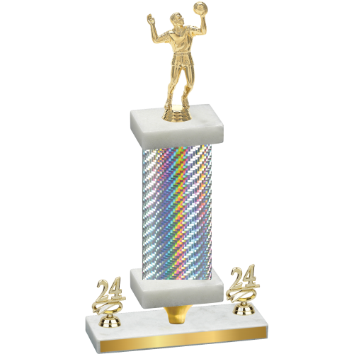 Premium Single Silver Carbon Fiber Year Volleyball Trophy