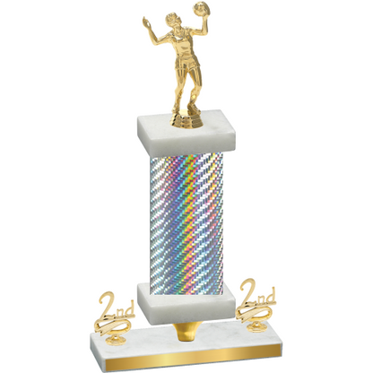 Premium Single Silver Carbon Fiber Second Place Volleyball Trophy