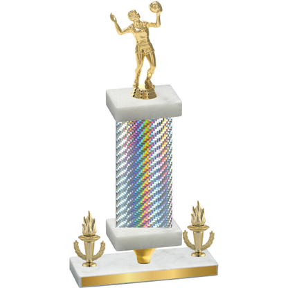 Premium Single Silver Carbon Fiber Victory Volleyball Trophy