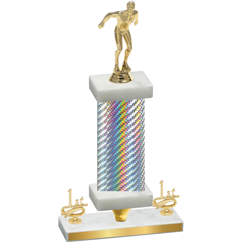 Premium Single Silver Carbon Fiber First Place Swimming Trophy