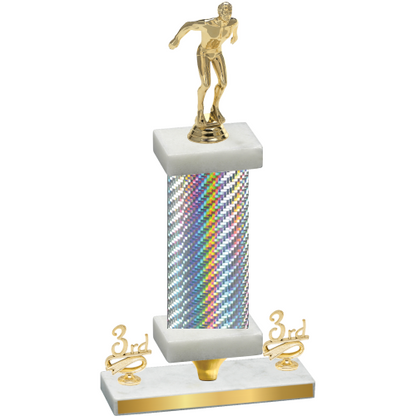 Premium Single Silver Carbon Fiber Third Place Swimming Trophy