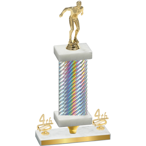 Premium Single Silver Carbon Fiber Fourth Place Swimming Trophy