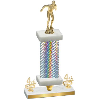 Premium Single Silver Carbon Fiber Fourth Place Swimming Trophy