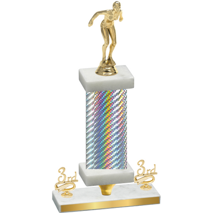 Premium Single Silver Carbon Fiber Third Place Tennis Trophy