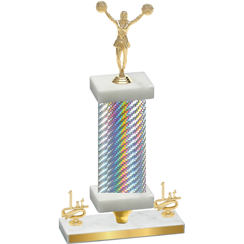 Premium Single Silver Carbon Fiber First Place Cheerleading Trophy