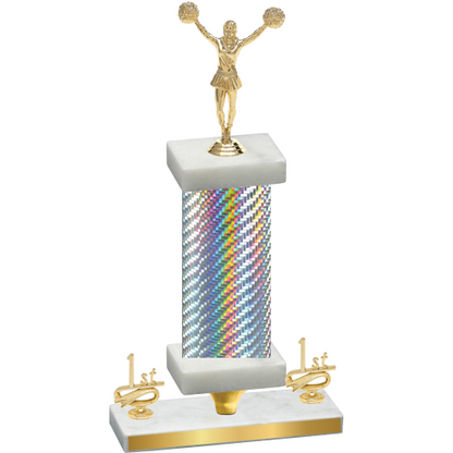 Premium Single Silver Carbon Fiber First Place Cheerleading Trophy