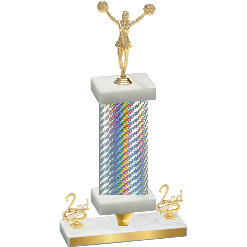 Premium Single Silver Carbon Fiber Second Place Cheerleading Trophy