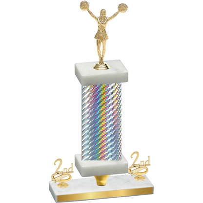 Premium Single Silver Carbon Fiber Second Place Cheerleading Trophy