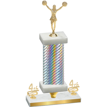 Premium Single Silver Carbon Fiber Fourth Place Cheerleading Trophy