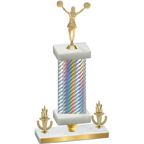 Premium Single Silver Carbon Fiber Victory Cheerleading Trophy